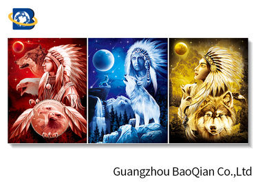 Wall Decorative 3d Picture Of Eagle / Wolf Animal Frame Art , 3d Flipped Lenticular Printing