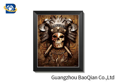 ODM 3D Picture Lenticular Printing Skull With Frame Deep Effect 0.65 mm PET Material