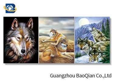 3D Effect Lenticular Flip Wolf / Eagle Pattern PP / PET Material Wall Poster