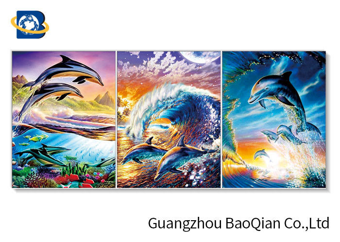 Wall Hanging Picture / Painting for Bedroom , 3d Picture Of Dolphin / Birds Framed