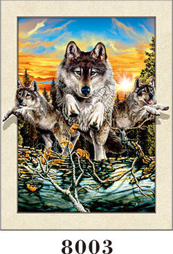 Custom Wolf Painting 5D Images With PET 0.6MM+157g Coated Paper Material